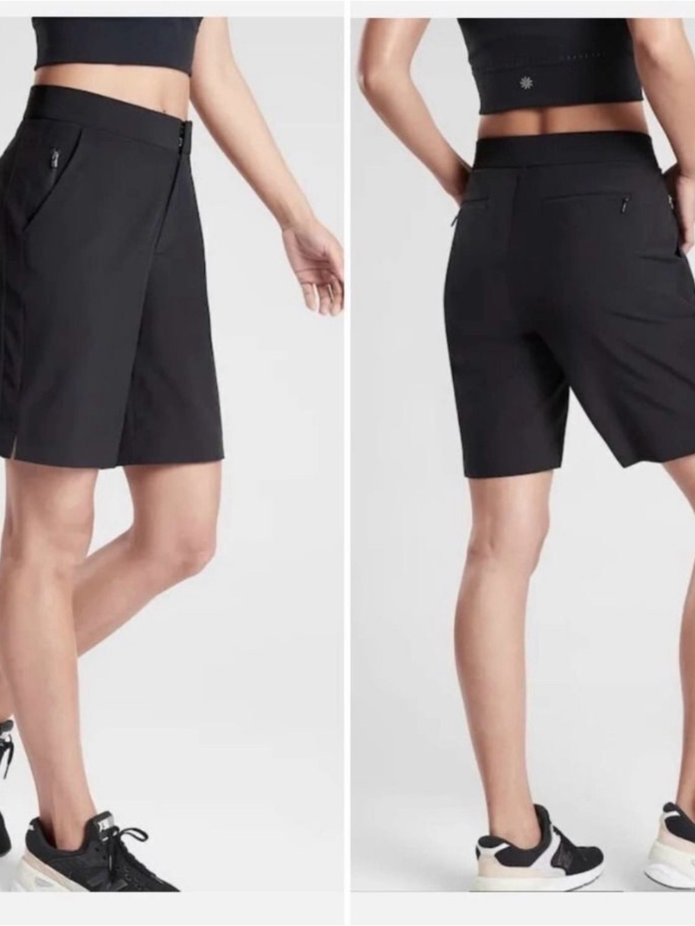 Athleta Tribeca Bermuda 9” Short Black Sz 0 MWT Athletic Stretch Lightweight - Picture 2 of 16